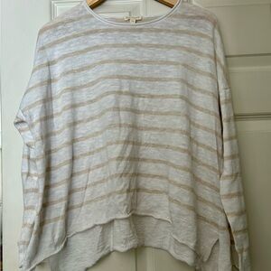Eileen Fisher Beige and White Striped Sweater